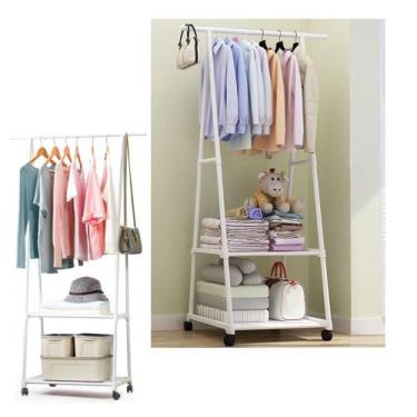 Imagem de Arara Guarda Roupas Sapatos Cabideiro Sapateira Organizaçao Com Roda M