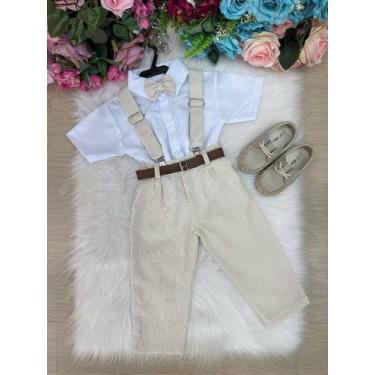 Imagem de Conjunto Miss Cherry Suspensorio Luiz Linho Bege - Elegante e Confortá