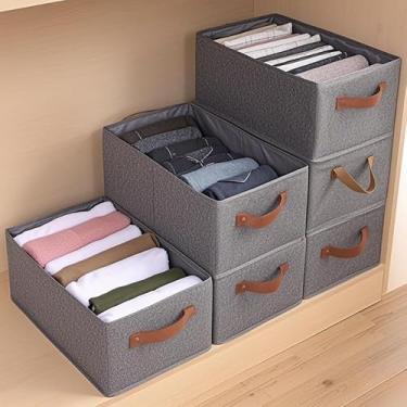 Imagem de Kit 2/4/6/8 Cestos Organizadores para Guarda-Roupa em Malha Reforçada, Caixa Dobrável para Roupas, Meias e Gavetas(6 UNIDADES)