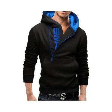Imagem de Suéter Masculino Slim Fit De Cashmere Com Zíper E Estampa De Letras  M