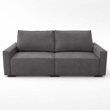 Imagem de Sofá 2 Metros Contemporâneo Sala Estar Luxo Moderno Suede Cor:cinza Escuro