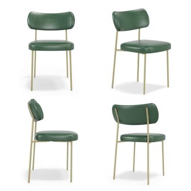 Imagem de Kit 4 Cadeiras Stela Champanhe  Escritório Couro Sintetíco Verde - Vallisa Decor