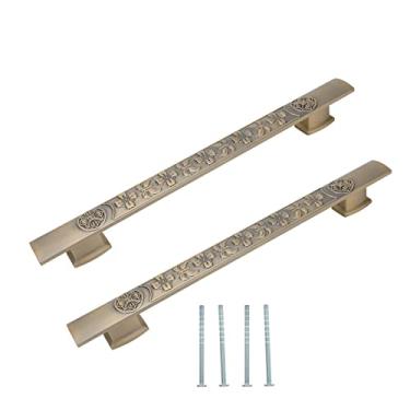 Imagem de Ainoli 2 pçs retro push porta alças liga de zinco europeu vintage puxador de porta para cozinha portas de armário do banheiro (Green Retro)