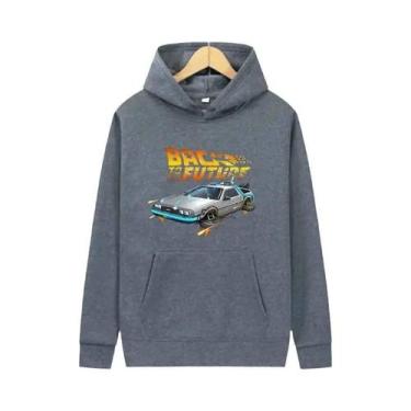Imagem de Hoodie Retro Com Estampa De Carro DeLorean Para Homens, Manga Longa, C