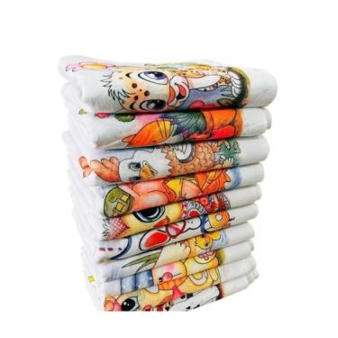 Imagem de KIT 5 PANOS DE PRATO 100% ALGOGAO 38X65 ESTAMPADO PE DE GALINHA