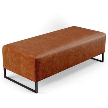 Imagem de Puff Sala De Estar Base Ferro 120x50 Cm Couríssimo Camel