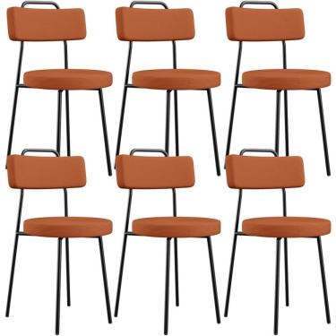Imagem de Kit 06 Cadeiras Decorativas Estofada Para Sala De Jantar Barcelona L02 Tecido Terracota - Lyam Decor