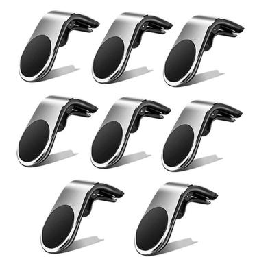 Imagem de Kit 8 Suporte Adaptador Universal De Carro Tipo L Prata