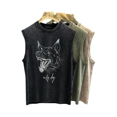 Imagem de Camiseta Sem Mangas Oversized Vintage Gótica Para Homens, Colete De Ve