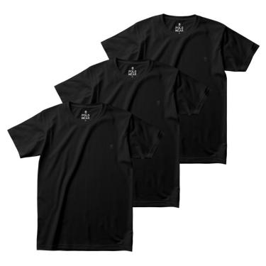 Imagem de Kit 3 Camiseta Básica Masculina Preta Polo Wear-Masculino
