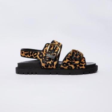 Imagem de Sandalia Feminina Papete Tratorada Palha Couro Legítimo Moda Casual Pr