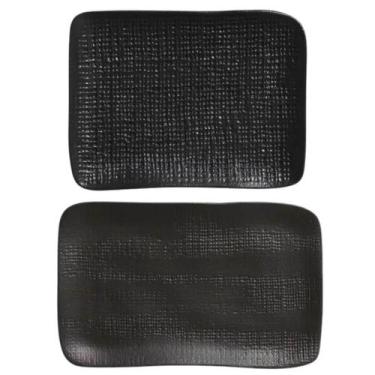 Imagem de Kit Travessas 18x14cm e 27x17cm Preto Matte Cerâmica Porto Brasil Serv