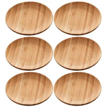 Imagem de Kit 6 Pratos de Bambu 11cm Petiscos Aperitivos Entradas Mesa Posta Eve
