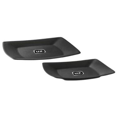 Imagem de Kit 2 Pratos Plásticos 22,5 e 18,5cm Pretos Quadrados Cozinh - UZ Util