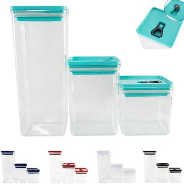 Imagem de Kit Organizador Hermético Dubai com 3 Potes – Praticidade e Organização para Sua Cozinha