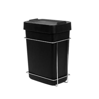 Imagem de Cesto de porta 8l lixeira pequena tampa c/abertura dupla preto - SCHMI