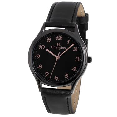 Imagem de Relógio Champion Feminino Preto Couro Ch22233j