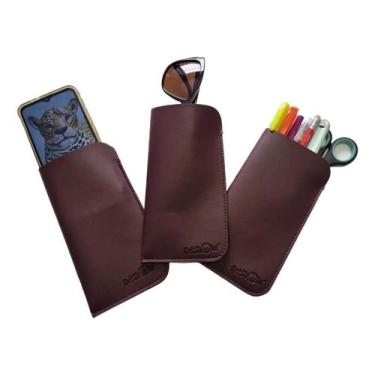 Imagem de Kit 3 Porta Óculos Capa Case Estojo material sintético Capinha Celular