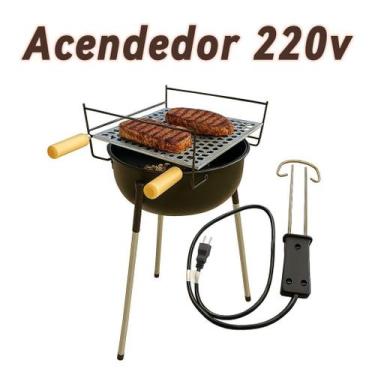 Imagem de Churrasqueira Botijão + Acendedor Elétrico Para Carvão - Metais Massui