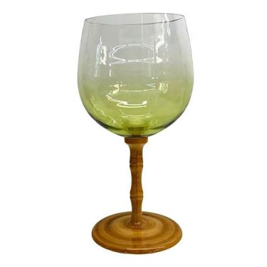 Imagem de Taça Acrílico Rústico em Bambu Verde 440ml - ENTRECASA