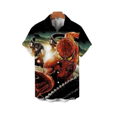 Imagem de Camisas Havaianas Do Homem-Aranha Para Homens E Mulheres, Roupas Casua
