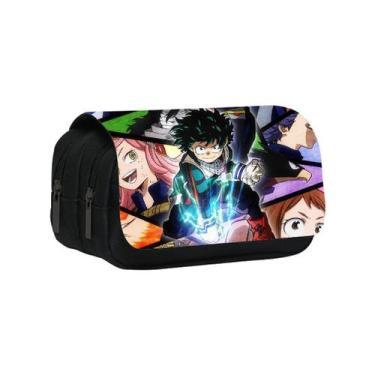 Imagem de Bolsa de lápis My Heros Academias, estampada em dupla camada, desenho 