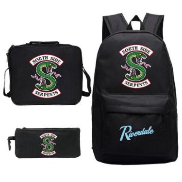 Imagem de Conjunto de mochilas Riverdales estampado em anime com lancheira e bol