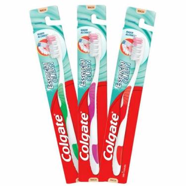 Imagem de Kit 3 Escovas Dentais Colgate Essencial Clean Suave