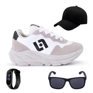 Imagem de Tenis Infantil Meninos Jogger Escolar Casual Camurça + Bone Oculos Relogio-Masculino