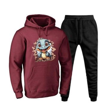 Imagem de Conjunto de Frio Moletom Canguru Com Capuz 50% Algodao e Calça Lisa Com Bolso Confortavel Treino-Masculino