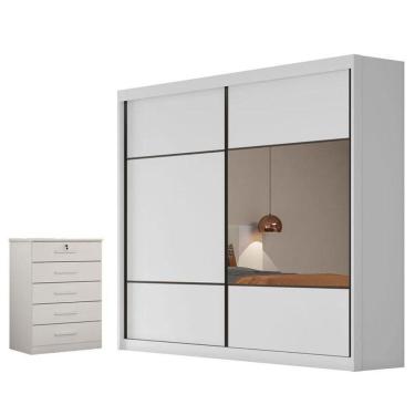 Imagem de Guarda Roupa Casal Belmonte E Gaveteiro Suiça Com Chave Neve - Horizonte