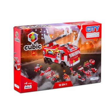Imagem de Blocos de Montar Cubic 12 Em 1 Caminhao de Bombeiro 558pcs (novo) - Br