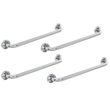 Imagem de Barra de Apoio 80cm Inox Kit 4 Uni PCD Acessibilidade Banheiro Box Var