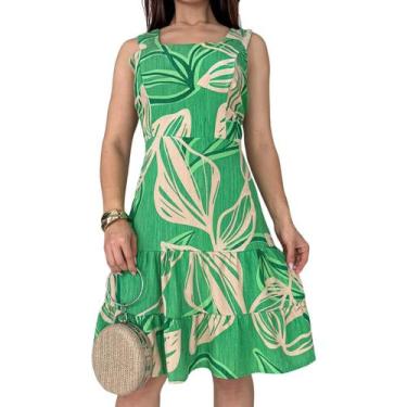 Imagem de Vestido Feminino Design Mid Alças Largas Viscose Ziper Verão - Chiquit