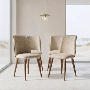 Imagem de Kit 2 Cadeiras de Jantar com Pés em Madeira Maciça Dakota Natural/Champanhe