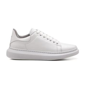 Imagem de Tenis Classico Masculino Couro Legitimo Confortavel 6049 - N7, Branco,