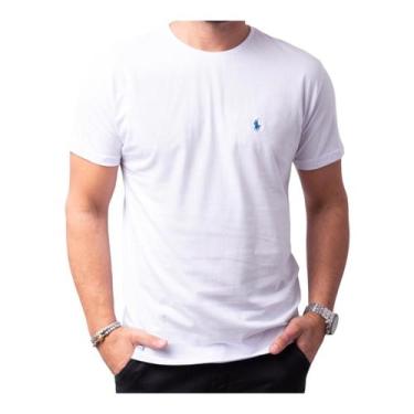Imagem de Camiseta Básica Algodão Manga Curta Branca, Preto e Azul M - Ralph Lau