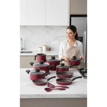 Imagem de Jogo De Panelas 10 Peças Vermelho Antiaderente - Congratulations Store