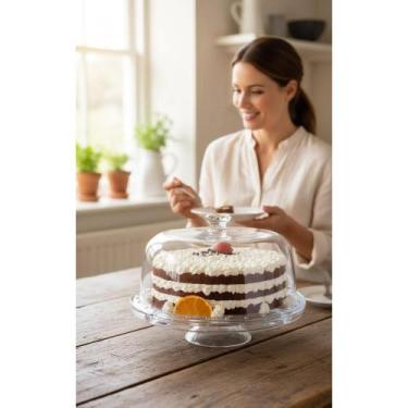 Imagem de Boleira 5 em 1 Vidro Transparente c/ Pé e Tampa - Congratulations Stor