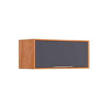 Imagem de Armário de Geladeira p/ Cozinha Brilhante c/ 1 Porta Basculante 80cm Cinamomo/Titanium...