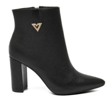 Imagem de Bota Feminina Via Marte Cano Curto Couro Com Strass Preto-Feminino