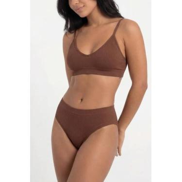 Imagem de Calcinha de Lingerie Feminino Giuli Sem Costura em Poliamida, M, Marro