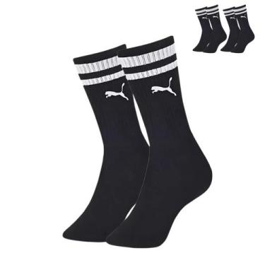 Imagem de Kit 3 Pares Meia Cano Alto Puma Algodão Confortável Original, Preto, 3