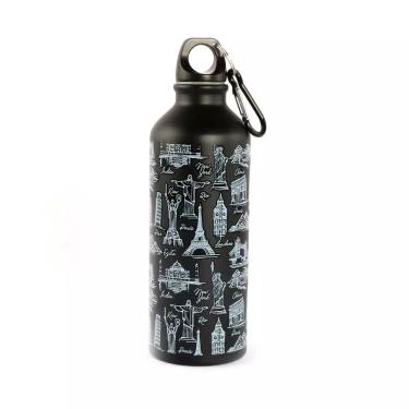 Imagem de Garrafa Squeeze Le Cidades Alumínio com Mosquetão 500ml