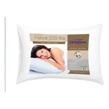 Imagem de Travesseiros Ortobom Percal 200 Fios 100% Algodão Cor Branco - Congrat