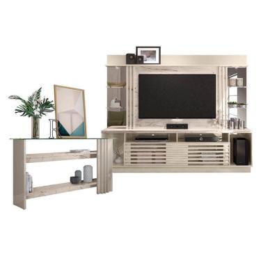 Imagem de Estante Home Theater com Aparador Frizz Gold Calacata Off White – Madetec