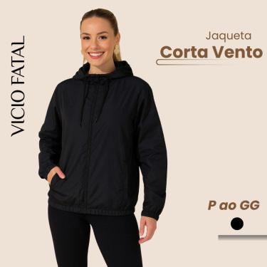 Imagem de Jaqueta Corta Vento Feminina Impermeável Agasalho com Capuz Premium Liso Leve Treino e Academia-Feminino