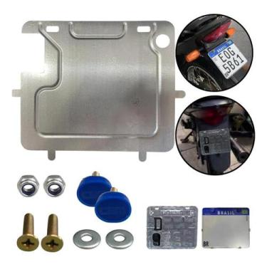 Imagem de Suporte Reforço De Aço Placa Mercosul Moto + Lacre Antifurto - Congrat