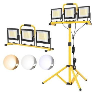 Imagem de Refletor LED Wetartatty 32000 lm com tripé de 3 cabeças 120 V