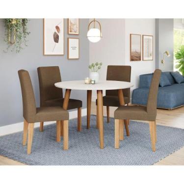 Imagem de Mesa de Jantar Tampo de Vidro Off White Dani 1,09 e 4 Cadeiras Maia Ma